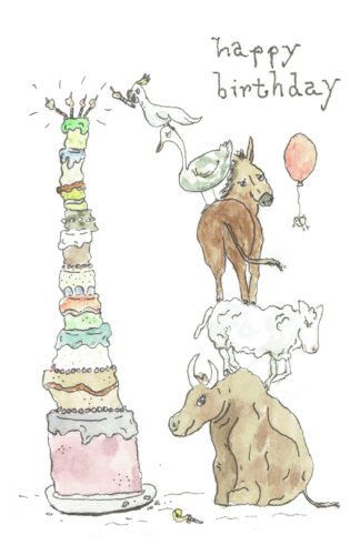Happy Birthday Animal Tower Card
