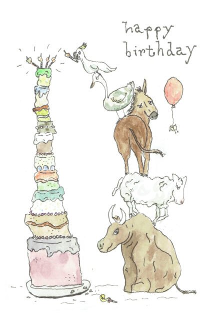 Happy Birthday Animal Tower Card