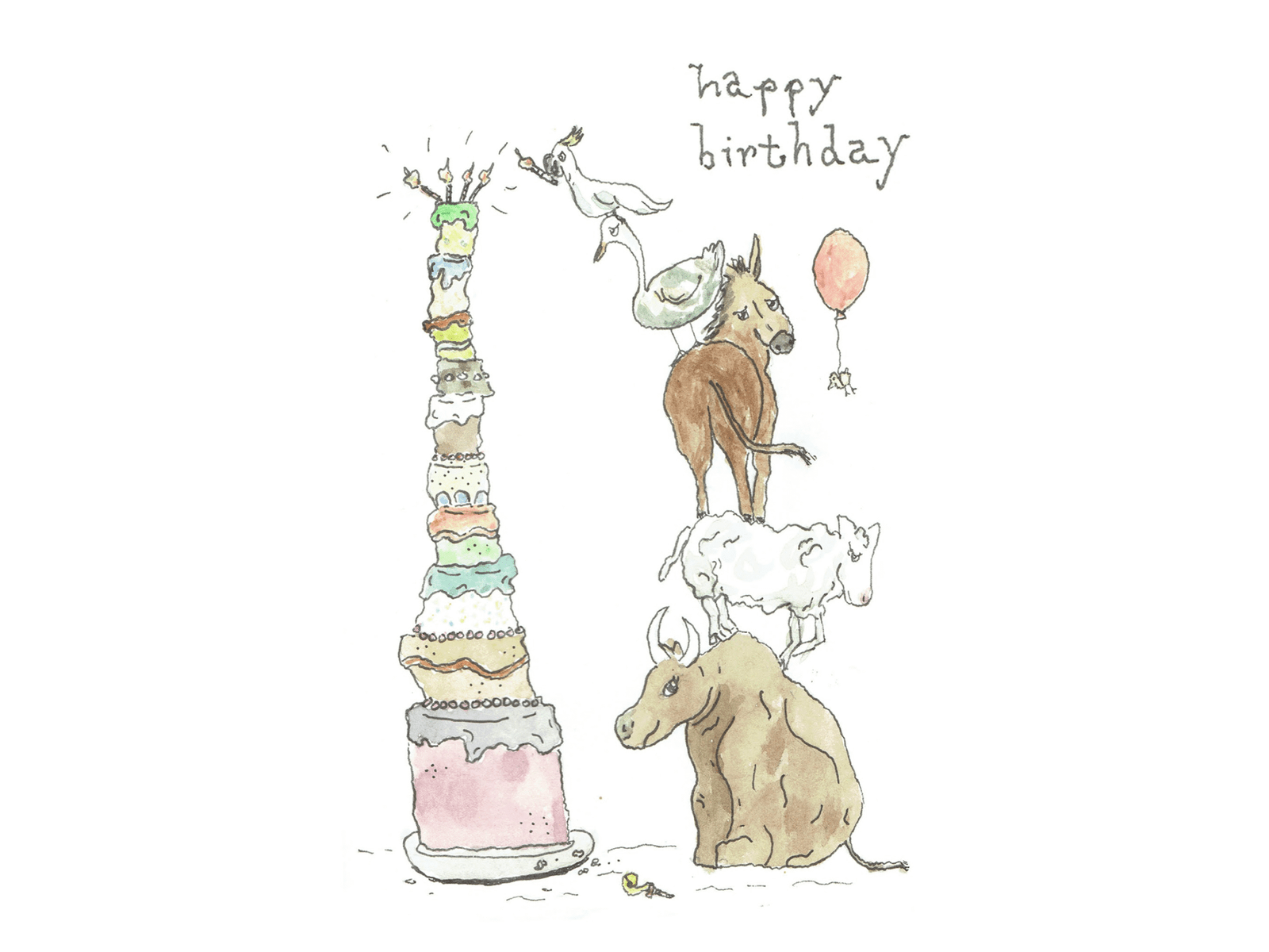 Happy Birthday Animal Tower Card